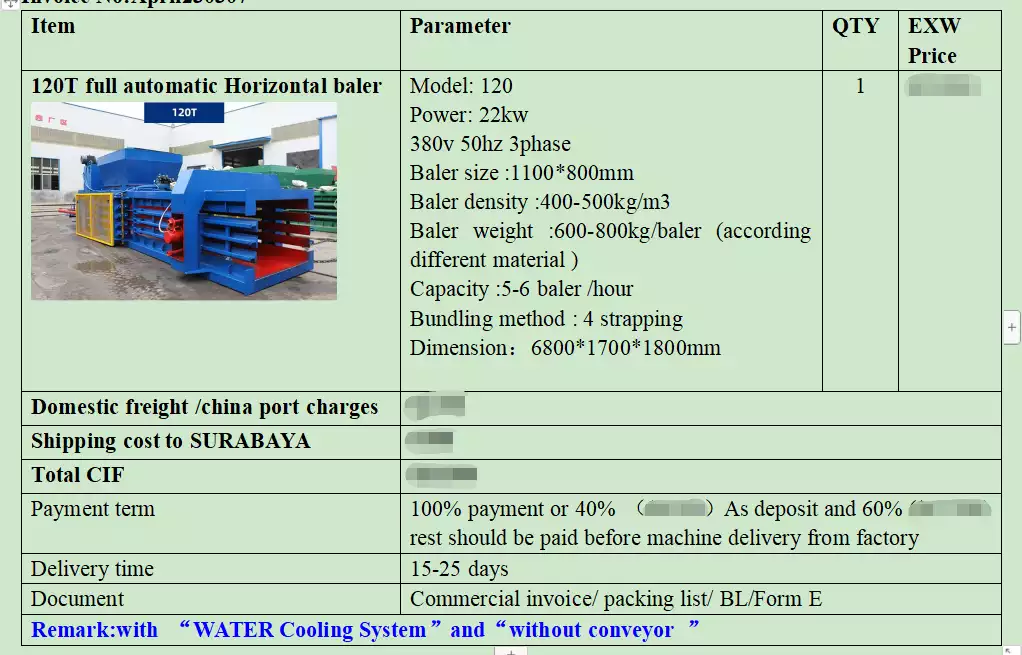 Baler pi horizontal sepenuhnya otomatis untuk indonesia